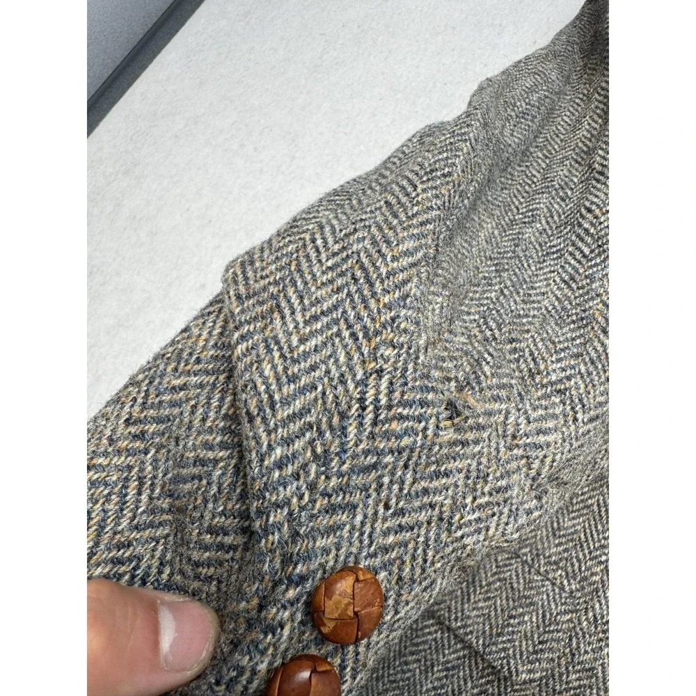 Harris Tweed Blazer Mens 36 Gray Herringbone Wool Sport Coat Jacket USA